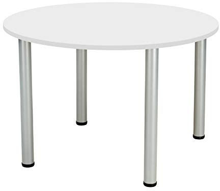 Office Hippo Round Office Table, Sturdy & Robust Circular Desk, For Home, Canteen, Boardroom or Meeting Room, White, 120 x 120 x 73 cm