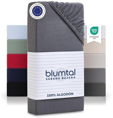 Blumtal® Baumwolle Spannbettlaken 90x200x30cm Basics Jersey im 2er Set - Oeko-TEX zertifiziertes Spannbetttuch 90x200cm - Grau