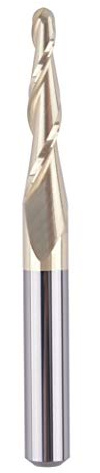 SpeTool Tapered Ball Nose End Mill 1/4 Shank with 1/16 Cutting Radius (1/8 Diameter) for 3D Carving Engraving Router Bit, ZrN Coated