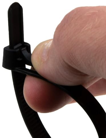 Releasable câble Attaches Serre-câble/Collier de serrage 7.6mm x 200 mm Réutilisable Noir [100 paquet de] [200mm x 7,6mm]