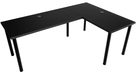 MÖBELSYSTEM Großer L-förmiger Schreibtisch Eck-Bürotisch Gamertisch, beidseitig montierbar, Hergestellt in der EU, Jugendzimmer Büro, schwarz