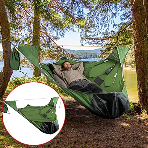 Abbcoert Familj utomhus camping bärbar multi-person hängmatta anti-rivning och anti-mygga platt liggande hängmatta stigande boende sovsäck