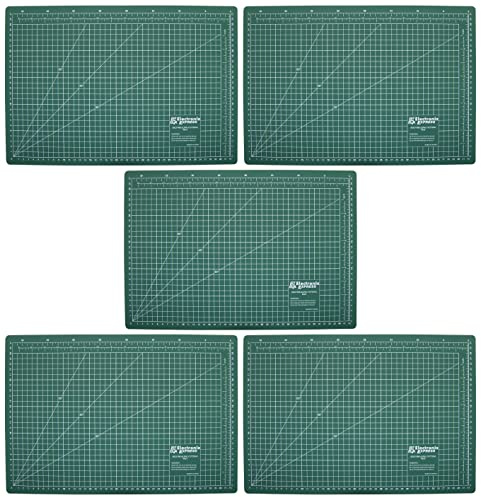 ELECTRONIX EXPRESS 5 Pack Metric 45cm x 30cm (17.71 x 11.81) Self-Healing Cutting Mat, Grid Lines Measure 40 cm x 25 cm, Green, 3mm Thick