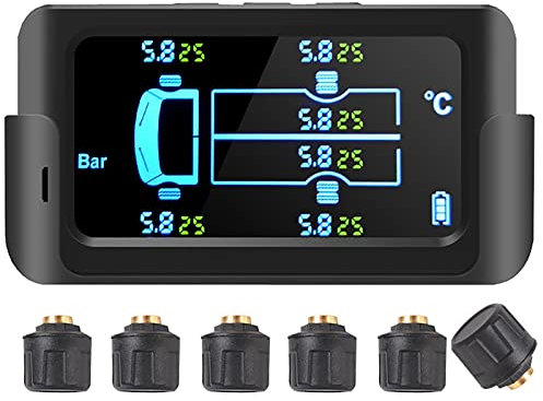 ZFFLYH Universal-Truck TPMS Mit 4/6 Externen Sensoren 8.5 Bar Reifendruckmonitor Solarladewartungsmonitor TPMS Reifendrucksensor,6 Wheels,8.5bar