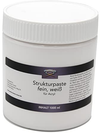 Paintersisters® Strukturpaste fein 1.000 ml/1.333 gr, Strukturmedium für Reliefs, Modelliermasse für Acrylmalerei, Spachtelmasse mischbar mit Sand