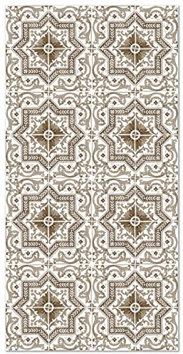 Panorama Tapis Vinyle - Modèle Carreaux Ciments Tolédo Brun 160x230 cm - Différentes Tailles - Deco Maison, Cuisine, Chambre et Exterieur