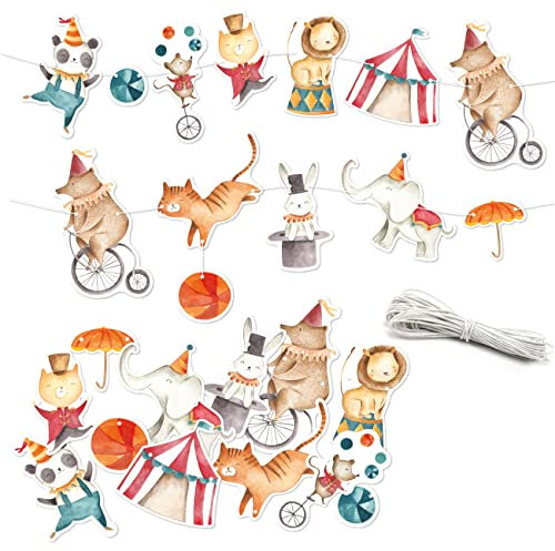 Papierdrachen Ghirlanda di compleanno del circo - decorazione per il compleanno dei bambini - 10 m di ghirlanda per la vostra festa - per ragazze e ragazzi - set di decorazioni per feste 3