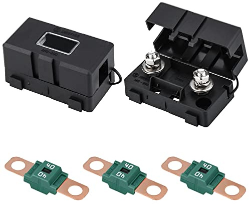 Midi-Schrauben-Sicherung, 3 Stück 40 A Midisicherungen, 2 Stück ANS-Sicherungshalter, 12 V-58 V, Midi, Hochspannungssicherung für PKW, LKW, Baufahrzeuge, Busse, Wohnwagen