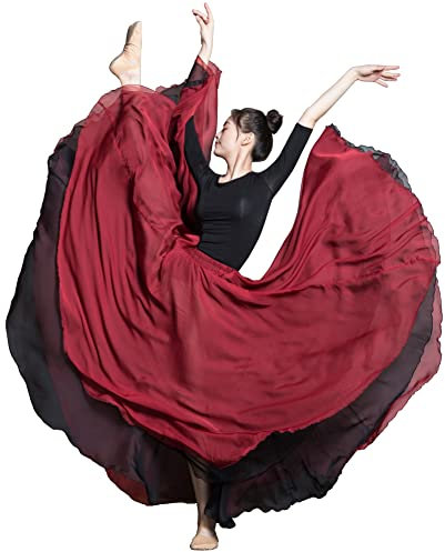 ROYAL SMEELA Flamenco Rock rot Bauchtanz Rock für Frauen Bauchtanz röcke lang Damen Bauchtanz kostüm Bauchtanz Outfits Bauchtänzerin Rock Flamenco Rock Damen lang 720 Grad Rock Flamenco Tanzrock
