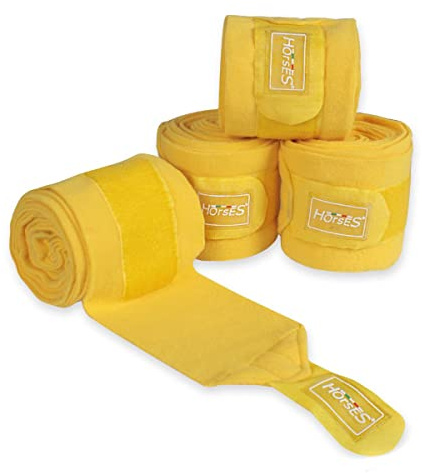 Horses Fasce Pile Antipilling Giallo, Fasce per la Protezione del Cavallo, per Favorire la Ripresa Dopo Gli Sforzi e Proteggerlo da Graffi e Urti