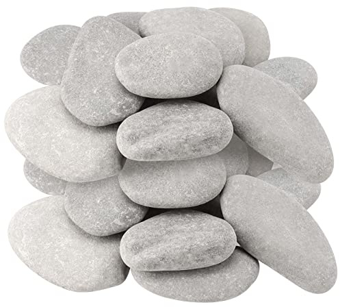 JEUIHAU 20 Pcs 30-50 mm Diameter Painting Pebbles Stones, Rock Painting Pebbles, Flat Stones for Painting, DIY Craft and Home Decoration, Gray