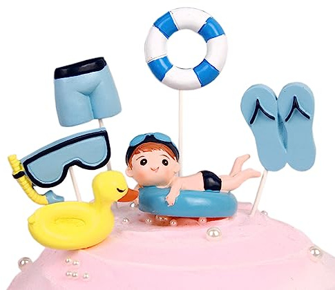 Daimay 6 Stück Strand Sommer Ozean Kuchen Cupcake Topper Mikrolandschaft Hawaiisch Strand Torten Dekoration Hawaii Tortendeko Cupcake Topper Maritime Deko für für Hawaiisch Geburtstag Hochzeit Party