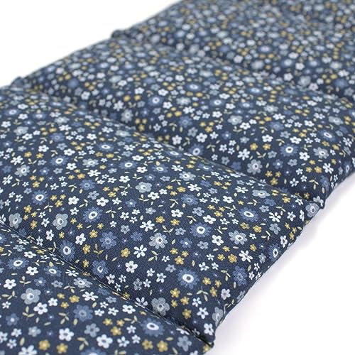 Bio-Bio Dinkelkissen XXL 8-Kammer 75x20cm - Bio Füllung & Bio-Stoff Blümchen-blau Wärmekissen Körnerkissen Bio-Dinkel