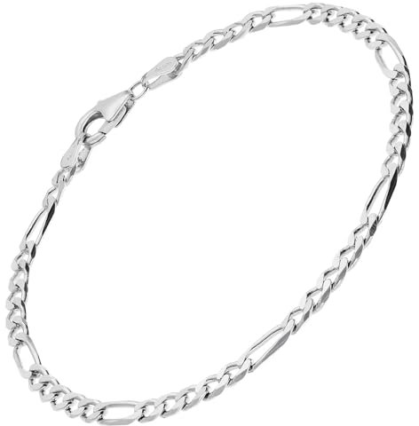 trendor Figaro-Armband für Damen 925 Silber Breite 3,4 mm Armschmuck aus Silber, zeitlose Geschenkidee für Frauen 15728-19 19 cm