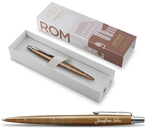 PARKER Jotter Rom Sonderedition mit Gravur | Premium Stift | Geschenkbox | blaue Mine | personalisiertes Geschenk | Namen | Geburtstag (Rom)