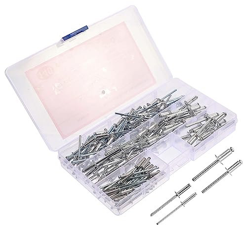 Hemobllo 140pcs Aluminum Blind Rivets Assortment Kit Rivets for Fastening for Use Organized Storage Case