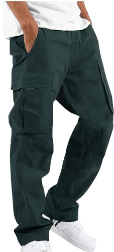 YAOHUOLE Men Cargo Trouser Casual Loose Fit Outdoor Pants Lightweight Elastic Waist Drawstring Yoga Beach Pant Dark Grey XL