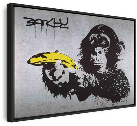 B&D XXL - Leinwandbild mit bananen Pistole, 90x60 cm, Schlafzimmer, modern | Hochwertige Leinwand, sofort aufhängbar, ideal fürs Wohn- oder Schlafzimmer, wasserfest und lichtecht, langlebig, stilvoll