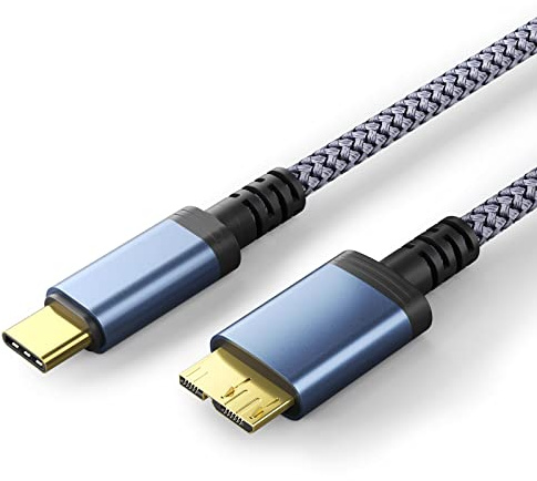 USB C Hard Drive Cable 0.2M, Type C to USB3.0 Micro B Drive Cable Compatible With Portable External Hard Hrives Such as WD Elements, Seagate Expansion, Toshiba, Samsung M3, Galaxy S5, LaCie, Maxtor
