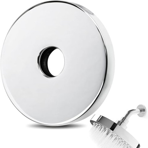 Extra großer Duscharm Flansch 8.9 cm Duschflansch Abdeckplatte Ersatz Duscharm Große Rosettenplatte Geeignet für die meisten Marken Duschkopfarme (Silber)