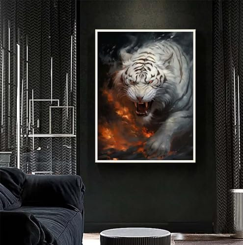 Diamond Painting Tiger 77x105 cm, Tier Diamant Painting Bilder, Malen Nach Zahlen Erwachsene Kinder, DIY Diamond Art Painting Kits, Full Diamanten Painting Malerei Stickerei Set, Home Wand Dekor S557