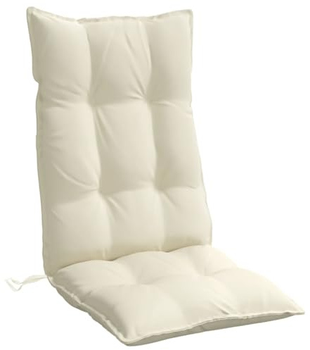 Gecheer 4 STK. Hochlehner-Auflagen, Sitzkissen, Stuhlkissen, Sitzauflage, Creme Oxford-Gewebe