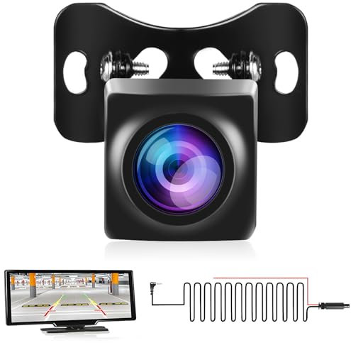 Hodozzy AHD 1080P Rückfahrkamera für Tragbares Autoradio,IP69 wasserdichte Nachtsicht Rückfahrkamera für Carplay Bildschirm,4 Pin Kamera für Autoradio, 2.5 mm Buchse, mit 15m Verlängerungskabel