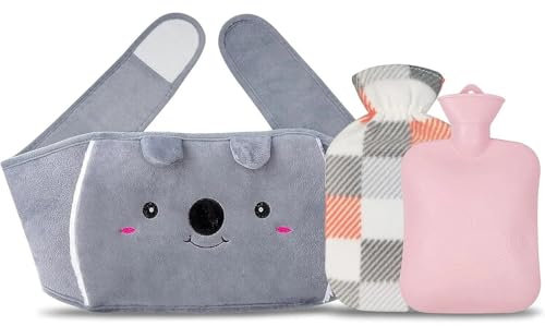 YZMXIY YZMXIY 3 in 1 Hot Water Bottle with Belt, Wailt Cover, Rubber for Neck and Shoulder, Back, Legs,Waist Warm (Gray)