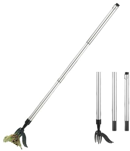 Fychuo Weed Puller Tool, Stand Up Weed Remover Tool, Weed Puller Long Handle Weed Puller Root Remover Detachable Weed Puller Garden Weeder Tool with 4 Claws, Long Handled Weeding Tool for Patio Lawn