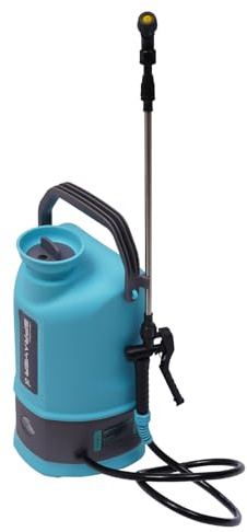5L Akku Drucksprüher, 2 Modi Gartenspritze mit 80cm Teleskop-Sprühlanze, Einstellbare Geschwindigkeit kompakt Sprühgerät mit 2* Batterien und Ladegerät für Garten/Weingut/Rasen