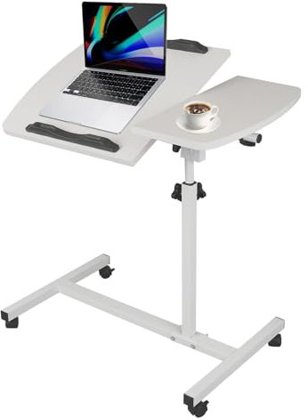 Höhenverstellbarer Laptoptisch mit Rollen, 60 x 40 cm, C-förmiger Beistelltisch, stabiler und ergonomischer Stehtisch für Bett, Sofa oder Büro