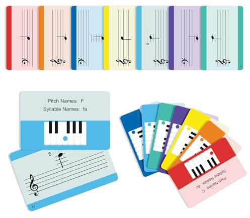 Cartes mémoire de théorie musicale – Aide à l'étude pour débutants et professionnels – Clefs, signatures clés, notes, symboles et plus encore – 54 cartes double face (carte flash piano)