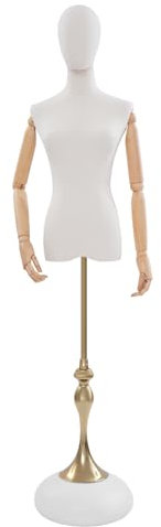Schneiderpuppe Verstellbar Höhe Schaufensterpuppe Weiblich Kleiderpuppe Damen Kopf Büste Torso Nähpuppe Mannequin, Kleid Ausstellungsstand für Nähen in Boutiquen (Weiß)