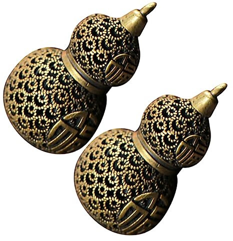 LALAFINA 2pcs Vintage Brass Gourd Pendant Key Chain Decorative Hanging Gourd Charm Antique Brass Finish for Home Desktop Decor