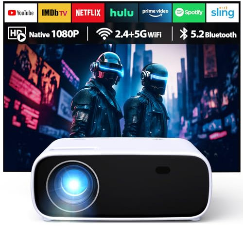 2025 Neues Hochleistungs Beamer,Beamer mit WiFi und Bluetooth ohne Verzögerung, 20000 Lumen 4K-Unterstützung, Full HD 1080P Auflösung, （Hochhelligkeitsversion）