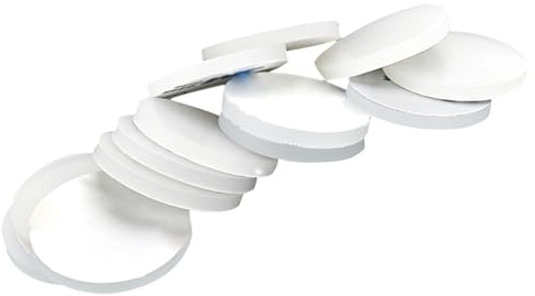 FOELANNE Feuille de Caoutchouc Silicone Ronde Blanche, Joints en Caoutchouc de Silicone Ronds, épaisseur 6 mm, avec adhésif sur Une Face, diamètre 6 cm, 10 pièces(Thickness:8mm)
