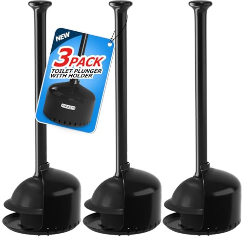 FORASTO Confezione da 3 stantuffi per WC con supporto, stantuffi per bagno con supporto, stantuffo per WC con coperchio, stantuffo per bagno, decorazione per il bagno, detergenti per WC, accessori da