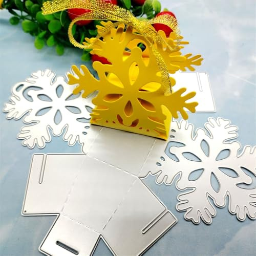 Sredwtk Schneeflocken Geschenkbox Stanzschablonen Weihnachten Schachtel Stanzschablonen Box Metall Prägeschablonen Stanzmaschine Stanzformen Schablonen für DIY 3D Keksbox Süßigkeitenbox