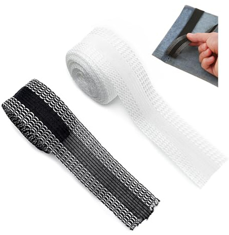 YZROHYI 2 Pezzi Nastro Termoadesivo per Tessuti 10 M,Orlo Svelto Termoadesivo Forte,Orlo Adesivo per Pantaloni,Nastro Autoadesivo per Orli Senza Cuciture,Nastri Adesivo per Orli Jeans Per Vestiti