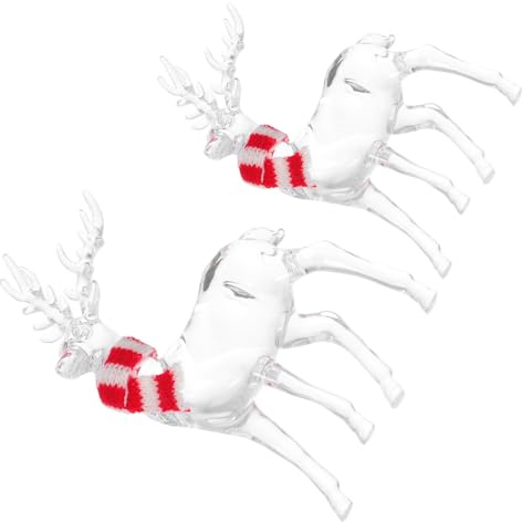 Cabilock 2pièces Rennes De Noël Acrylique Figurines Debout Décoratives Transparentes pour Intérieur Et Extérieur De Noël