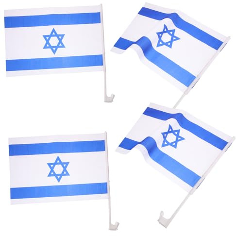 EPIGEIST 4 pièces Drapeau Israël pour Voiture Polyester Décoration Fenêtre Voiture Voile Événements et Festifs