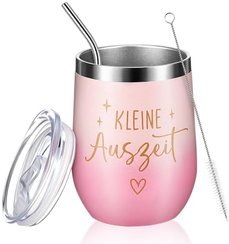 Hestya Kleine Auszeit Geschenk für Frauen 355ml Edelstahl Thermobecher Doppelwandiger Vakuumisolierter Kaffeebecher mit Deckel Entspannung Geschenk und Geburtstagsgeschenk für Freundin Schwester Mama