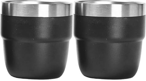 2 tazas apilables de 4 oz con aislamiento al vacío, tazas de café expreso de acero inoxidable, fáciles de limpiar, de café expreso para coche, hogar, camping, viajes, apilables, acero inoxidabl