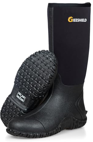 GIEESHIELD Rubber Boots for Men And Women, Waterproof Insulated Hunting & Work Boots with Steel Shank, Durable Anti-Slip Outdoor Boots for Farming, Gardening, Fishing, Mud Working(Black, Next G2 Camo)