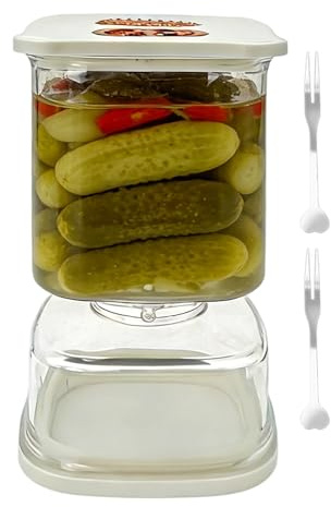 Genérico Tarro Para Encurtidos, Recipiente para Fermentación de Alimentos con Colador, Frasco Hermético De Encurtidos Y Aceitunas, Para Cocina Ensalada Dulces Avena Harina Azúcar Café