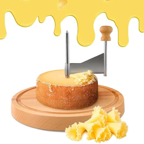 Cheese Curler, 2026 New Girolle Cheese Curler Wheel, Cheeses Wheel Flower Cutter Stainless Steel Sharp Blade and Wooden Base for Butter Chocolate Home Restaurants Cafes Bakery (c)