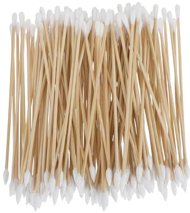 SOIMISS 400 Bastoncini di Cotone Manico in Legno da 15 Cm, Punte Rotonde e Appuntite per Pulizia di Precisione, Igiene Personale e Trucco, Tamponi Assorbenti Delicati per