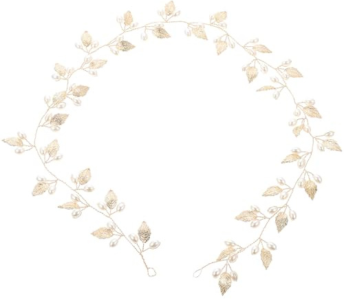 CAXUSD Wedding Hair Vine Headband for Brides Women, Long Gold Bridal Hairpiece Leaf Design, Wedding Headband Hair Accessories for Bridal Ceremony