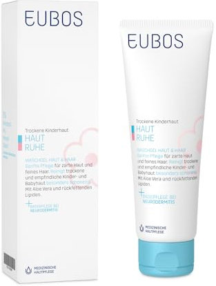 EUBOS HAUT RUHE | Waschgel Haut & Haar | Für empfindliche Haut und feines Haar von Kindern und Babys | Aloe Vera beruhigt und schützt | Hautverträglich dermatologisch bestätigt | 125ml