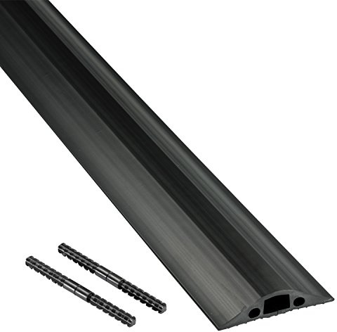D-Line FC68B Boden Kabelbrücke mit Steckverbindung, Fussboden Kabelkanal, Für Fußverkehr geeignete Boden-Kabelabdeckung, Boden-Kabelkanal - 1,8-Meter Länge - Kabelhohlraum = 14mm (B) x 9mm (H) - Schwarz